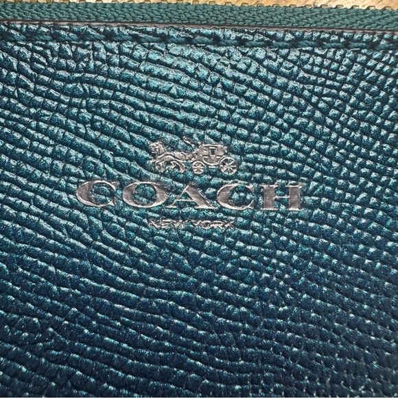 Coach Wristlet Zip Wallet. Dark Teal Metallic. - Picture 2 of 6